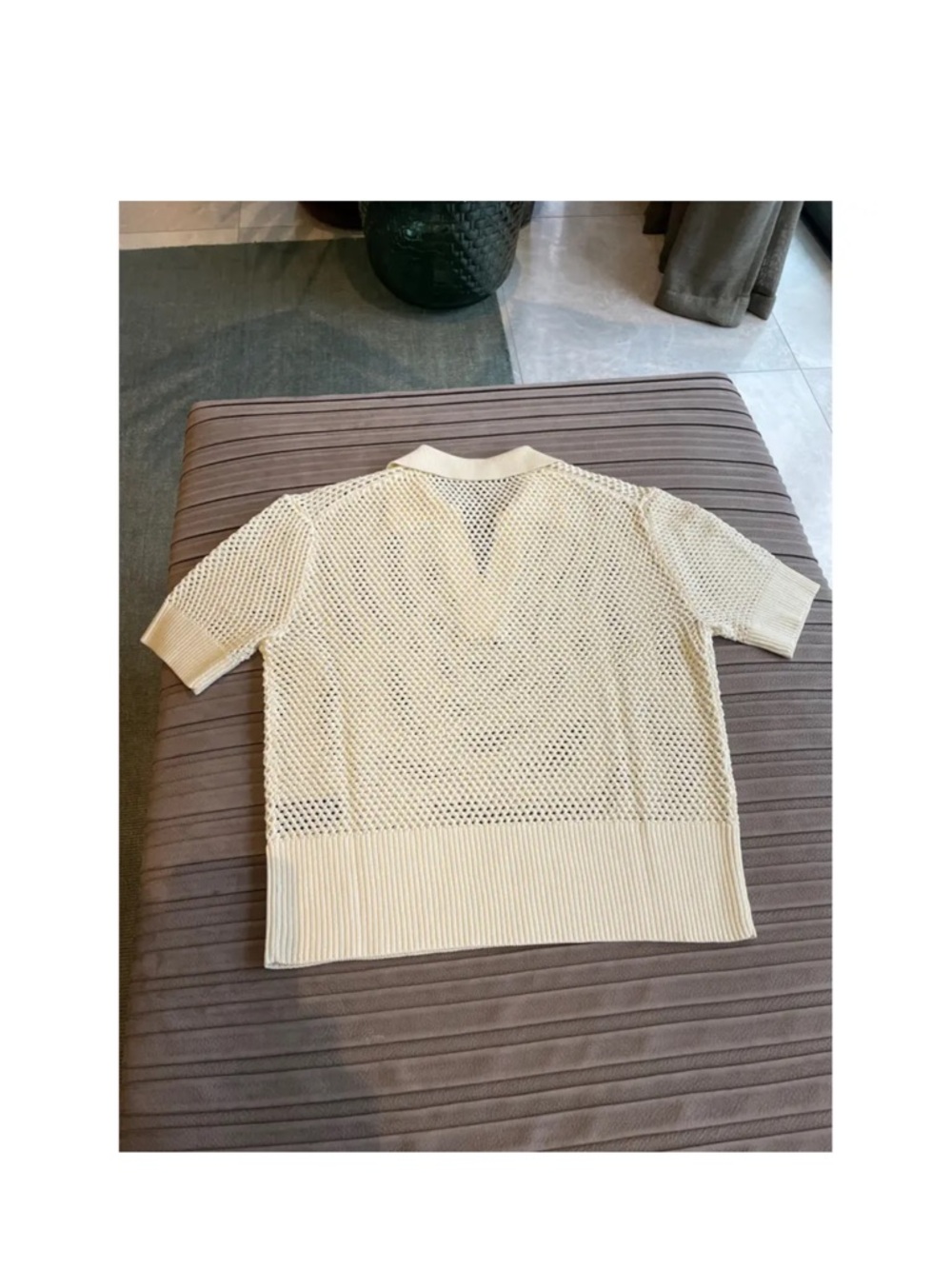 rag & bone Ivory Open Knit Polo Top - Picture 3 of 7
